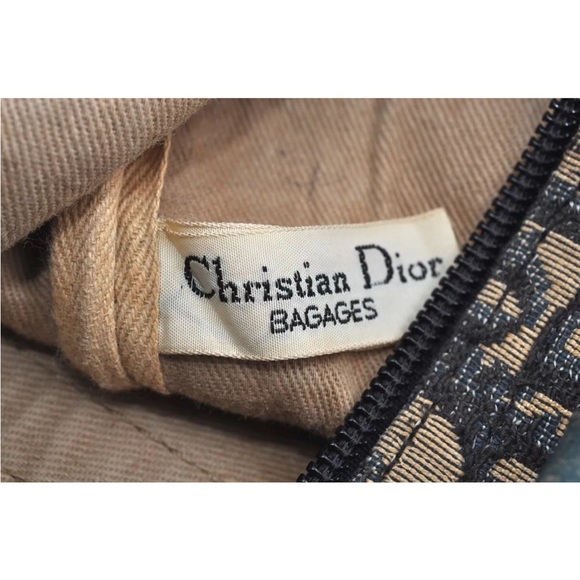 Authentic Christian Dior Trotter Hand Boston Bag Purse Canvas Leather Blue J9550 - Picture 8 of 16